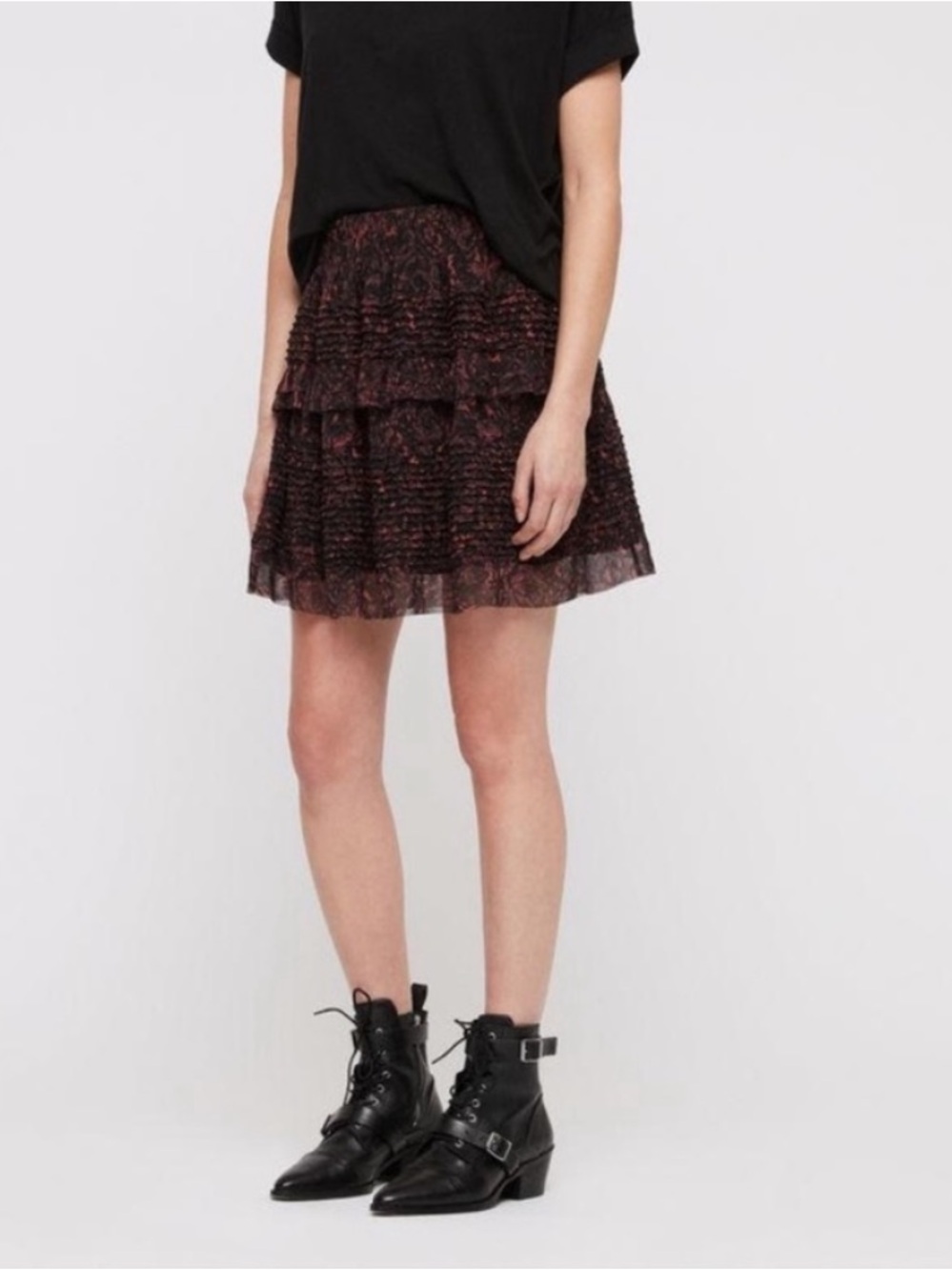 All Saints Sanse Rosey Tiered Skirt